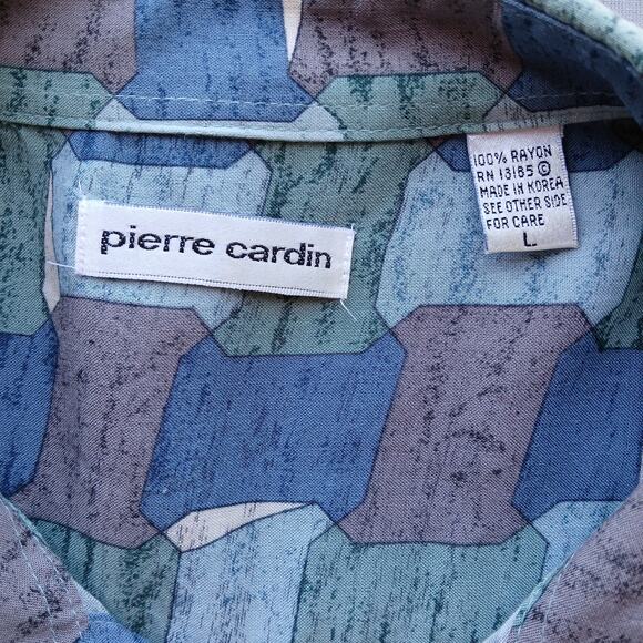 Pierre Cardin Mens Large Short Sleeve Casual Button up geometric print shirt - Picture 7 of 14